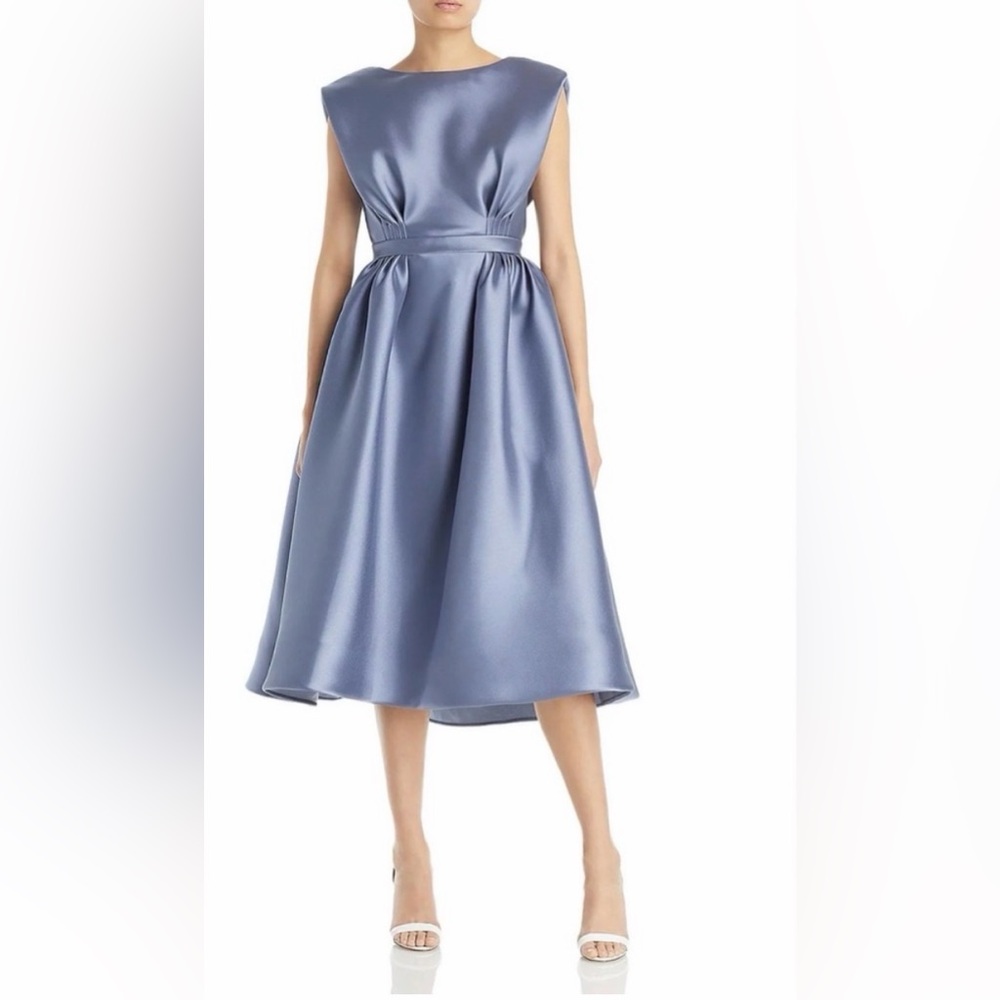 Amsale dusty blue dress